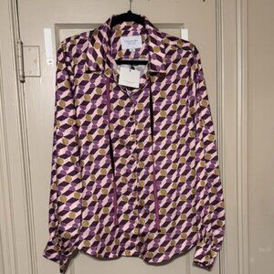 NWT Medium Long SleeveTie Neck Blouse - The Shirt by Rochelle Behrens